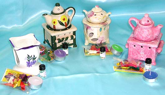 Tea pot style assorted color and pattern design ceramic aroma fragrance box set. Scented your home with fashion!