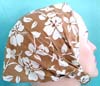 Brown hawaiian ginger flower design cotton head bandana head scarf with stretchable end