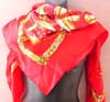fashion large square polyester scarf in Celtic sun moon pattern on fire red background 