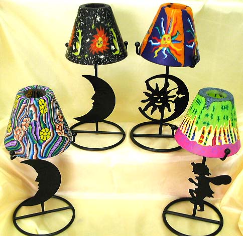 Table lamp style assorted color and pattern design fimo iron candle holder, contemporary art nouveau collection online. 